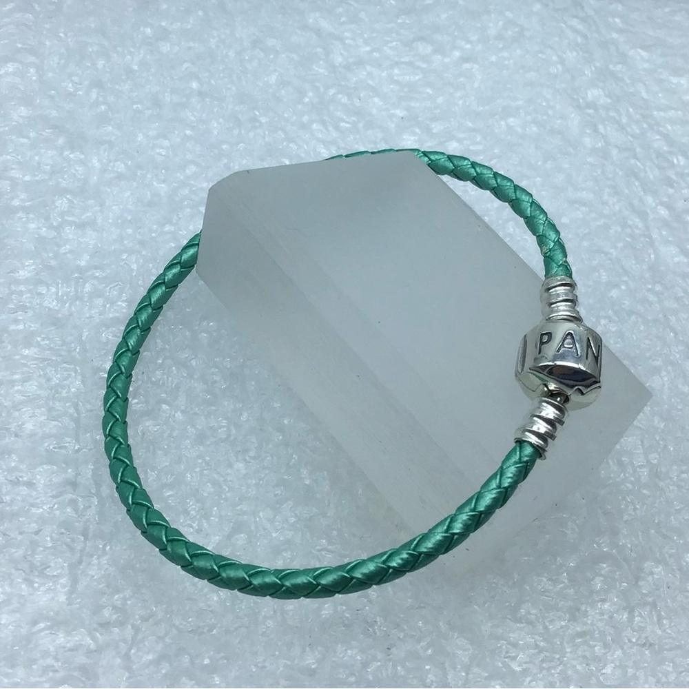 Pandora Green and Silver Braided Bracelet